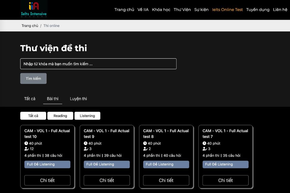 Web luyện nghe IELTS theo chủ đề