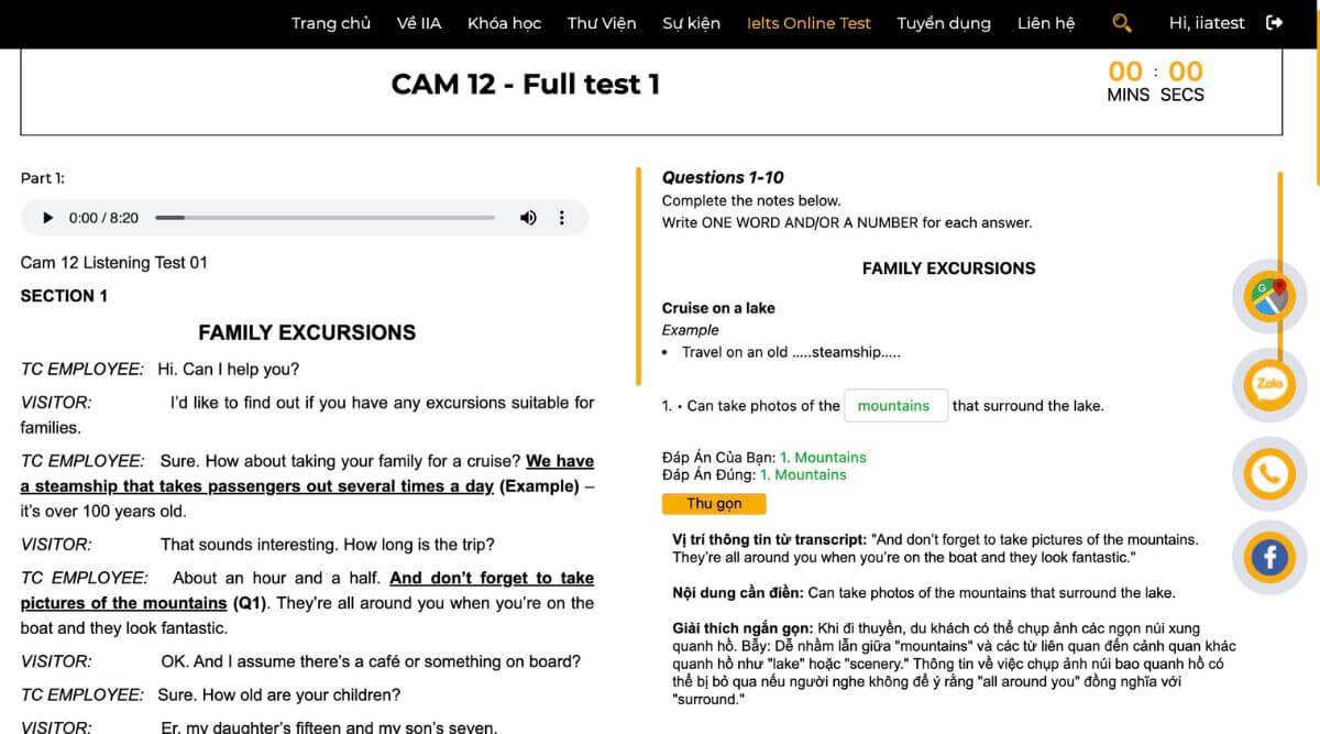 Web khóa luyện đề IELTS General